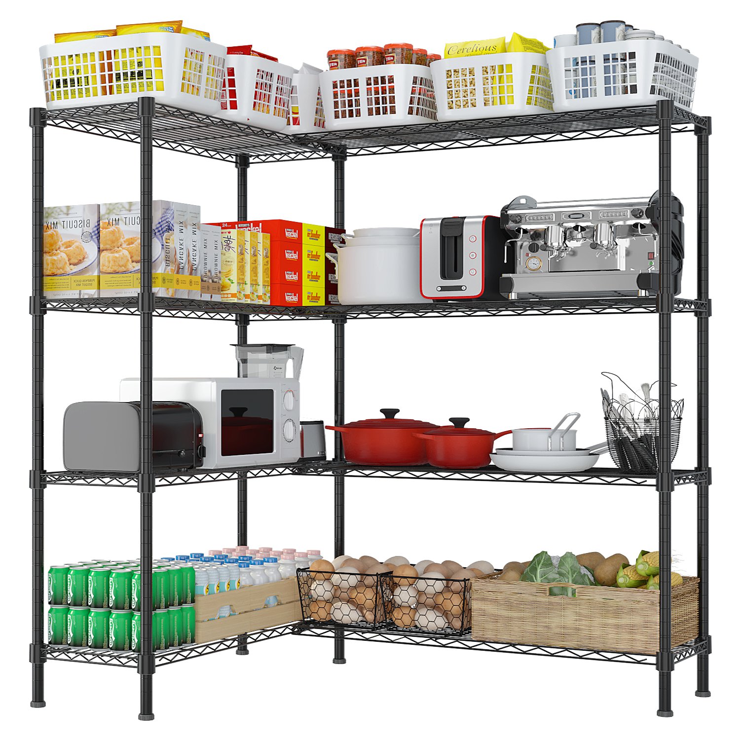 4-Tier Double Row Adjustable Garage Storage Shelving