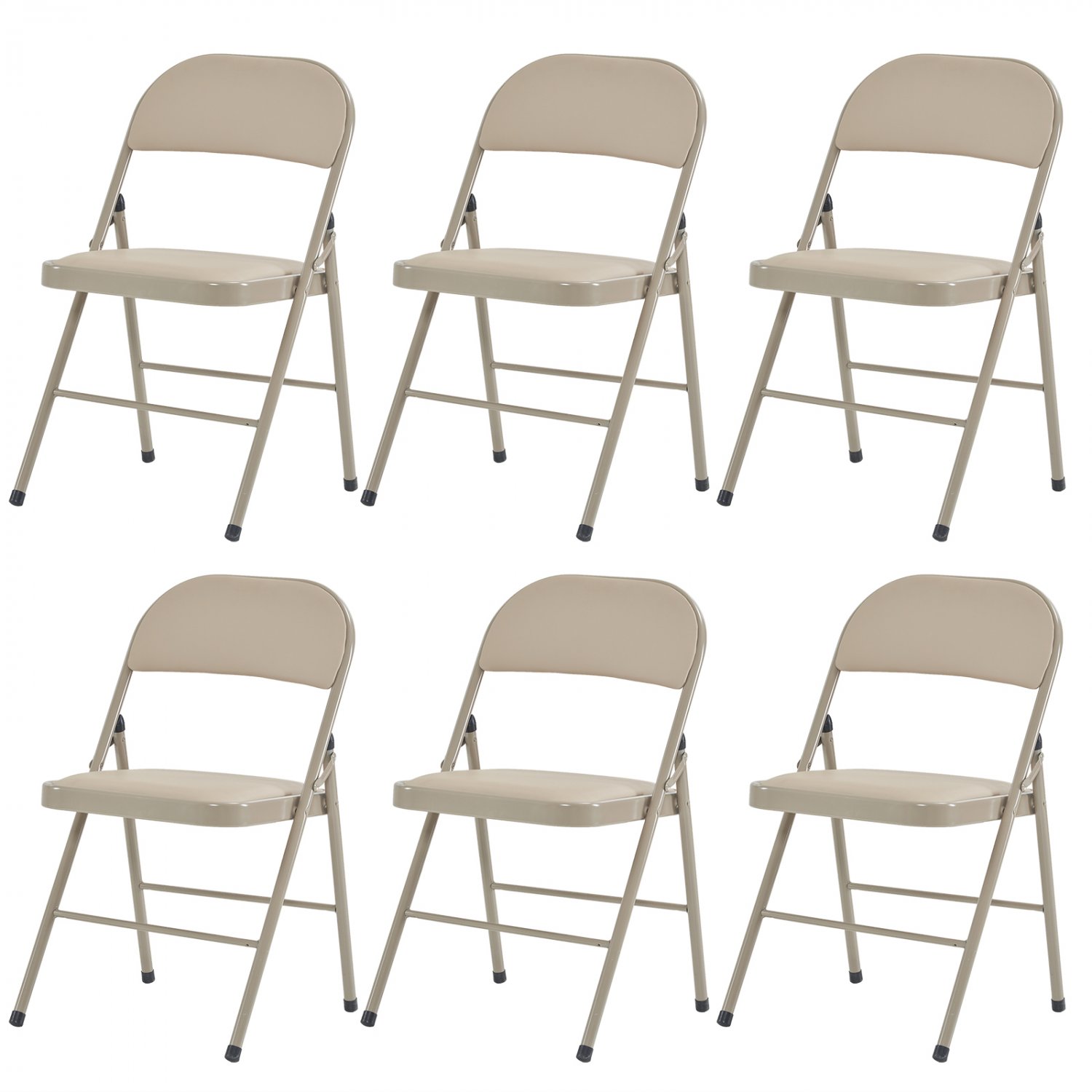 6-Pack Folding Chairs with Metal Frame & Soft Cushion
