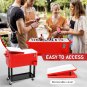 80 Qt Rolling Ice Chest Cooler Cart Outdoor Trolley with Storage Shelf