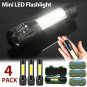 4-Pack Mini Zoomable USB Rechargeable LED Flashlight