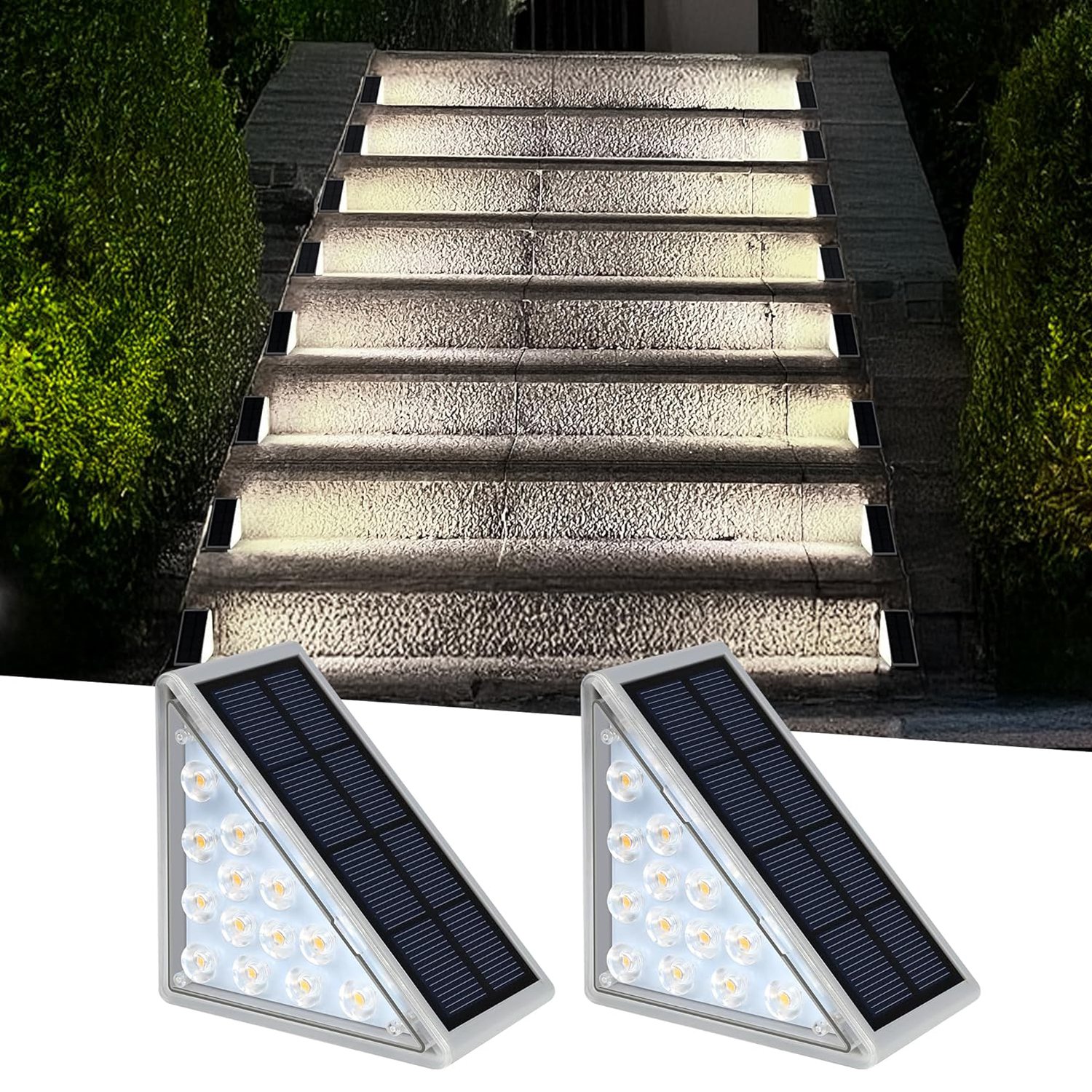 2-Pack Solar Waterproof Outdoor Stair Lights