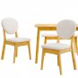 Solid Wood Dining Table with 2 Padded Chairs & Bench