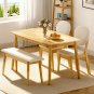 Solid Wood Dining Table with 2 Padded Chairs & Bench