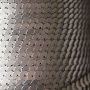 Sequin Trim 6mm Silver Matte Silk Frost. Made in USA