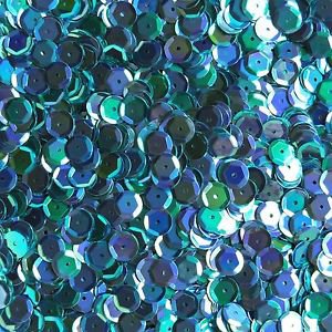 8mm Cup Sequins Aqua Blue Rainbow Iris Shiny Metallic. Made in USA