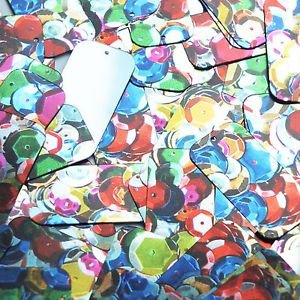 Rectangle Sequin 1.5" Multicolor Sequined Mix Pattern Metallic