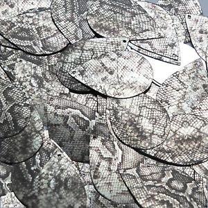 Teardrop Sequin 1.5" Gray Black Snakeskin Reptile Pattern Metallic