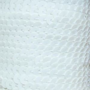Opaque White Sequin Trim 6mm 1/4" wide stitched, strung by the yard 15'