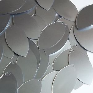 Navette Leaf Sequin 1.5" Steel Silver Gray Metallic