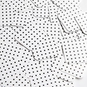 Square Diamond Sequin 1.5" Black Polka Dot on White Opaque