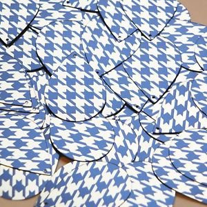 Teardrop Sequin 1.5" Blue Silver Houndstooth Pattern Metallic