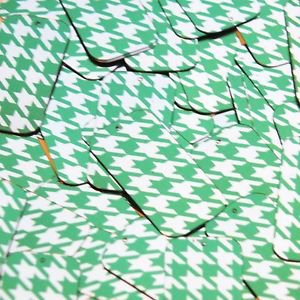 Rectangle Sequin 1.5" Green Silver Houndstooth Pattern Metallic