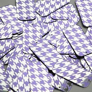 Rectangle Sequin 1.5" Purple Silver Houndstooth Pattern Metallic