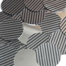 Round Sequin 1.5" Black Gray Corrugated Stripe Metallic