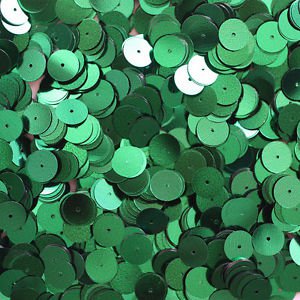 10mm Flat SEQUIN Loose PAILLETTES ~ Emerald GREEN Metallic ~ Disc ~ Made in USA