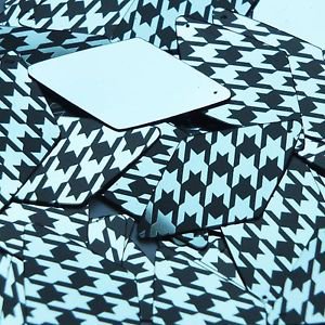 Long Diamond Sequin 1.75" Black Silver Houndstooth Pattern Metallic