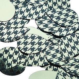 Teardrop Sequin 1.5" Black Gold Houndstooth Pattern Metallic