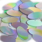 Silver Lazersheen Sequin Oval Ellipse 1.5 inch Metallic Couture Paillettes