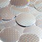 Round Sequin 1.5" Orange Polka Dot on Silver Metallic
