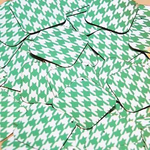 Square Diamond Sequin 1.5" Green Silver Houndstooth Pattern Metallic