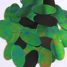 Green Jungle Rainbow Black Sequins Iris Oval 1.5 inch Large Couture Paillettes
