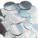 Round Sequin 1.5" Red Polka Dot on Silver Metallic