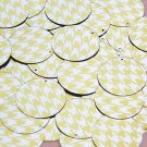 Round Sequin 30mm Yellow Silver Houndstooth Pattern Metallic
