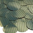 Round Sequin 1.5" Black Polka Dot on Gold Metallic