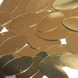 Gold Shiny Sequin Oval Ellipse 1.5 inch Metallic Couture Paillettes
