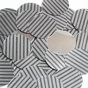 30mm Sequins Black Gray Corrugated Stripe Metallic