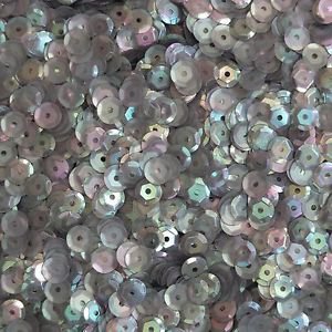 6mm Cup Sequins Smoke Gray Semi Frost Rainbow. Made in USA