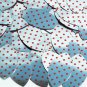 Navette Leaf Sequin 1.5" Red Polka Dot on Silver Metallic