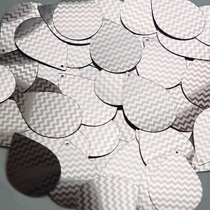 Teardrop Sequin 1.5" Pink Silver Chevron Zig Zag Pattern Metallic