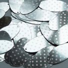 Oval Sequin 1.5" Pink Polka Dot on Silver Metallic