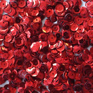 6mm Cup SEQUIN FACET PAILLETTES ~ RED  Metallic ~ Made in USA