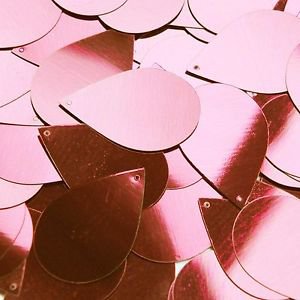 Pink Shiny Metallic Sequins Teardrop 1.5" Large Couture Paillettes