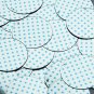 Round Sequin 1.5" Aqua Blue Polka Dot on Silver Metallic
