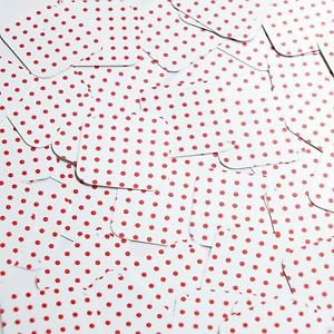 Square Diamond Sequin 1.5" Red Polka Dot on White Opaque