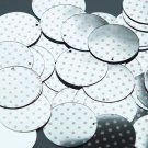 30mm Sequins Pink Polka Dot on Silver Metallic