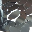 Hematite Gray Shiny Gunmetal Sequins Oval 1.5 inch Large Couture Paillettes