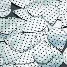 Teardrop Sequin 1.5" Black Polka Dot on Silver Metallic