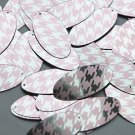 Oval Sequin 1.5" Pink Silver Houndstooth Pattern Metallic