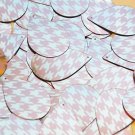 Teardrop Sequin 1.5" Pink Silver Houndstooth Pattern Metallic