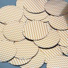 Round Sequin 1.5" Orange Silver Chevron Zig Zag Pattern Metallic