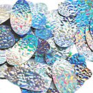 Silver Lazersheen Mosaic Sequin Oval 1.5 inch Large Couture Paillettes