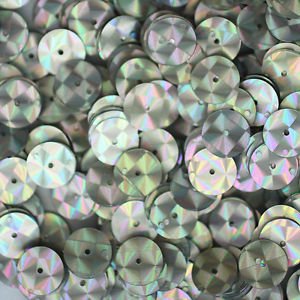 10mm Flat SEQUIN PAILLETTE ~ SILVER PRISM MULTI Reflective METALLIC ~Made in USA