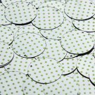 Round Sequin 30mm Lime Green Polka Dot on Silver Metallic
