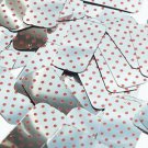 Rectangle Sequin 1.5" Red Polka Dot on Silver Metallic