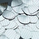 Teardrop Sequin 1.5" Pink Polka Dot on Silver Metallic