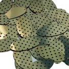 Oval Sequin 1.5" Black Polka Dot on Gold Metallic
